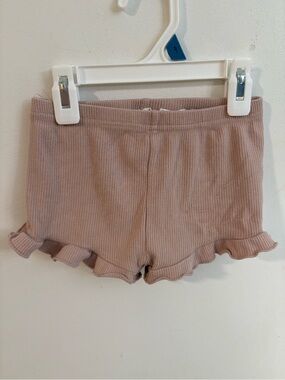 Jamie Kay Girls' Ribbed Ruffle Hem Shorts - Dusty Pink 3-4 years
